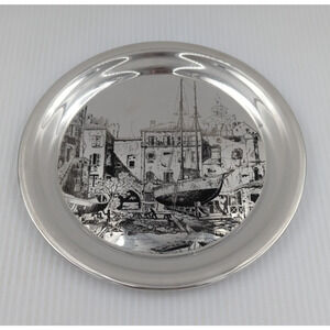 Gorham Sterling Silver Plate Little Boatyard Venice by Lionel Barrymore LE 8"